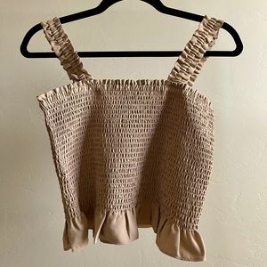 express smocked ruffle square neck tank